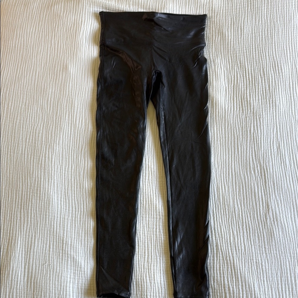 SPANX Black High-Waisted Faux Leather Leggings